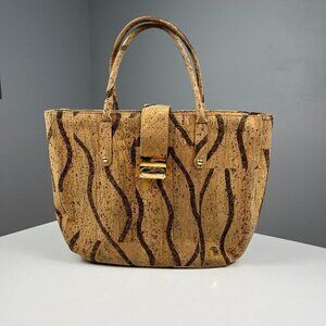 Cork design medium tote bag made in Portugal tan brown